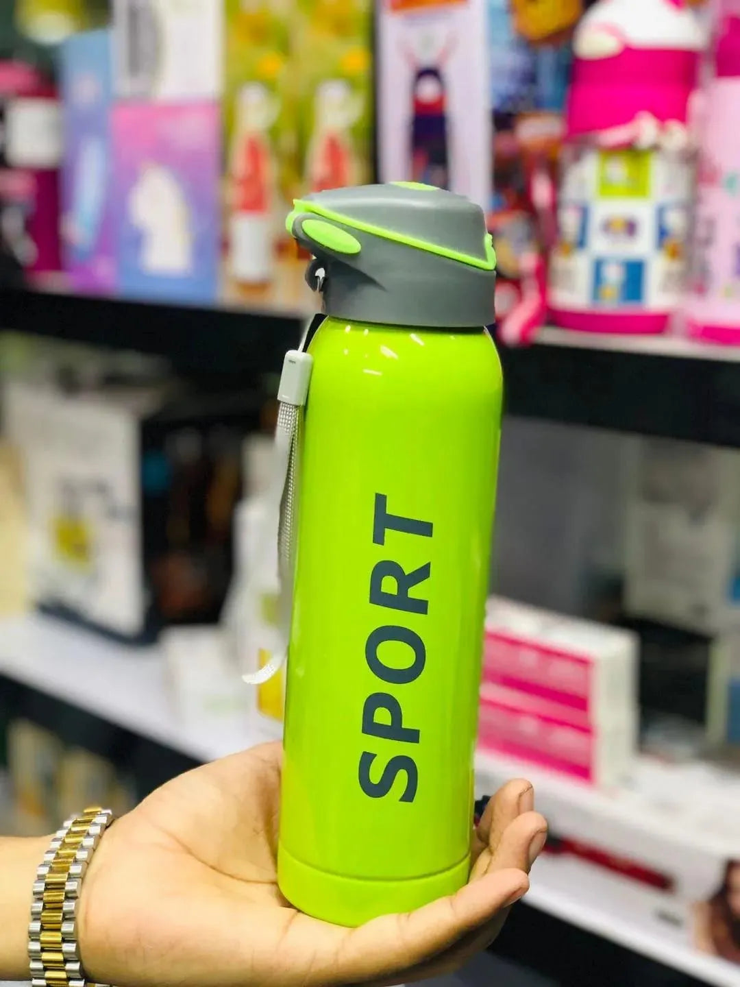 Sport Insulated Water Bottle with Flip Lid & Carry Strap – Multi-Color